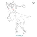 Cute girl in the form of zodiac sign. taurus Royalty Free Stock Photo