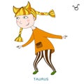 Cute girl in the form of zodiac sign. taurus Royalty Free Stock Photo