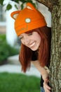 Cute girl with freckles and hat Royalty Free Stock Photo