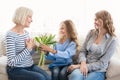 Cute girl giving flowers to her grandmother Royalty Free Stock Photo