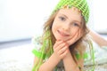 Cute girl green hat Royalty Free Stock Photo