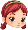 Cute girl head with red hair colour