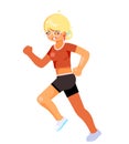 Cute girl health care running fitness cartoon woman isolated on white character design vector illustration