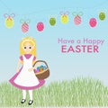 Cute girl holding the easter eggs basket Royalty Free Stock Photo