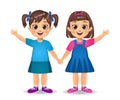 Cute girl holding hands together vector Royalty Free Stock Photo