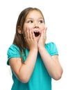 Cute girl is holding her face in astonishment Royalty Free Stock Photo