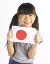 Cute girl holding Japanese Flag