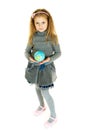 Cute girl holding small globe in her hands Royalty Free Stock Photo