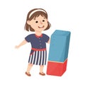 Cute Girl with Huge Eraser as School Stationery Vector Illustration Royalty Free Stock Photo