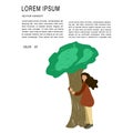 Cute girl hugging a tree illustration