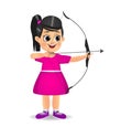 Cute girl kid playing archery