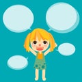 cute girl kids talk with bubble vector