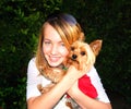 Cute Girl And Little Dog Royalty Free Stock Photo