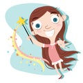 Cute girl with magic wand