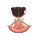 Cute girl meditation, watercolor style illustration, hand drawn yoga clipart