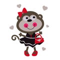 Cute girl monkey vector illustration on white background