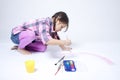 Cute girl painting rainbow Royalty Free Stock Photo