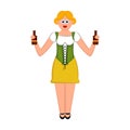 Cute girl with pair of beer bottles. Oktoberfest