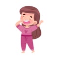 Cute Girl in Pajamas Stretching and Yawning Feeling Sleepy Vector Illustration Royalty Free Stock Photo