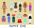 Cute girl Paper Doll with Set of Clothes and Shoes