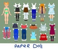 Cute girl Paper Doll with Set of Clothes and Shoes