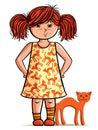 Cute girl with pet cat Royalty Free Stock Photo