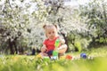 Cute girl plaing in the park on a summer day