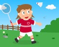 Cute Girl Playing Badminton in the Park Royalty Free Stock Photo