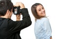 Cute girl posing in front of photographer. Royalty Free Stock Photo