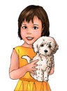 Cute girl and puppy , cute girl, cute puppy, dog, cute girl child, animal, human, child, pet owner, pet, love of animals,