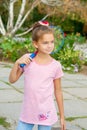 Cute girl with racket Outdoors Royalty Free Stock Photo