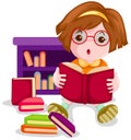 Cute girl reading book