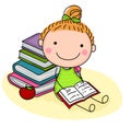 Cute girl reading book Royalty Free Stock Photo