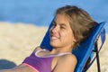 Girl Relaxing on Sunbed Royalty Free Stock Photo