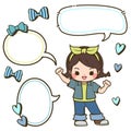 Cute girl, Ribbon, Heart and Speech bubble2 Royalty Free Stock Photo