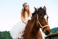 Cute girl riding horse. Royalty Free Stock Photo