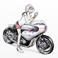 Cute girl riding motorcycle