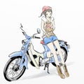 Cute girl riding motorcycle