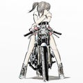 Cute girl riding motorcycle