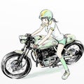 Cute girl riding motorcycle