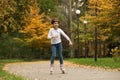 Cute girl roller skating