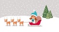 Cute girl santa helper with sled and reindeer Royalty Free Stock Photo