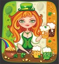 Cute girl serving Saint Patrick's Day