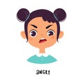 Cute Girl Show Angry Emotion and Face Expression Vector Illustration Royalty Free Stock Photo