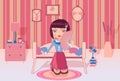 Cute girl sitting alone in her room Royalty Free Stock Photo