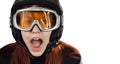 Cute girl with snowboarding helmet and goggles Royalty Free Stock Photo