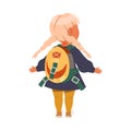Cute Girl Standing with Schoolbag Back View Vector Illustration Royalty Free Stock Photo