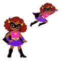 Cute Girl superhero in flight and in standing position.