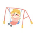 Cute girl swinging on swings.