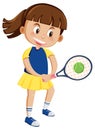 Cute girl tennis player cartoon Royalty Free Stock Photo